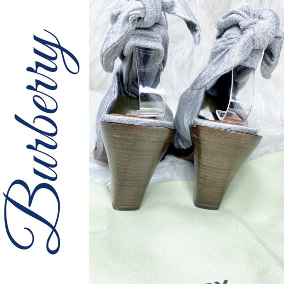 NIB BURBERRY TILLINGTON PEWTER MELANGE ANKLE WRAP SLINGBACK MULES GRAY, EU 36 - Picture 8 of 16